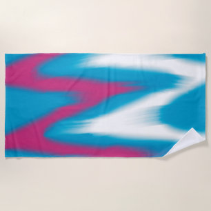 Pink and Blue Waves Beach Towel