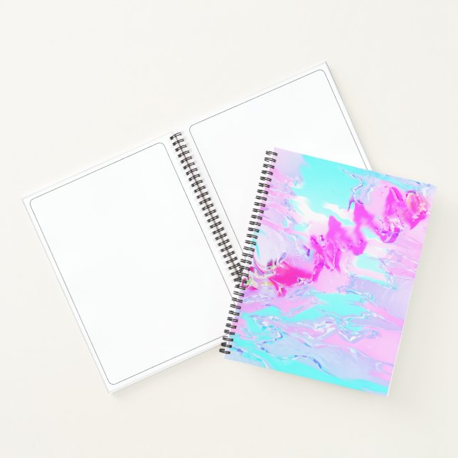 Pink And Blue Wavy Abstract Notebook (Inside)
