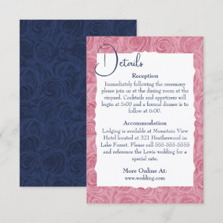 Pink and Blue Wedding Details Enclosure Card