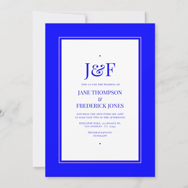 Pink and Blue Wedding Invitation (Front)