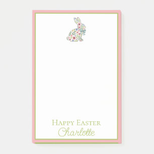 Pink and Blue Wildflower Easter Rabbit Post-it Notes