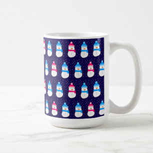Pink and Blue Winter Snowmen Coffee Mug