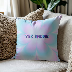 Pink and Blue Y2K Baddie Throw Pillow