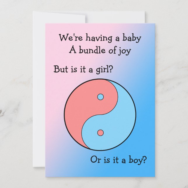 Pink and Blue Yin Yang Gender Reveal Invitation (Front)