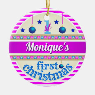 Pink and Blue / Your Baby's 1st First Christmas Ceramic Ornament