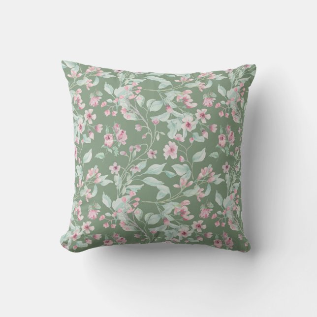 Pink and blush floral pattern  cushion (Front)