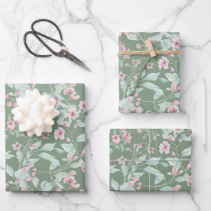Pink and blush floral pattern wrapping paper sheet