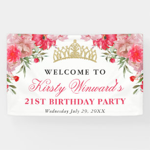 Pink and Blush Summer Flowers Birthday Banner