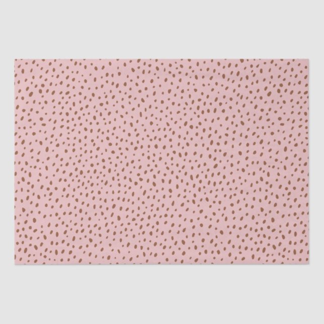 Pink and Boho Terracotta Brown Dots Baby Shower Tissue Paper (Front)