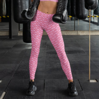 Pink and Bright Red Heart Pattern Leggings