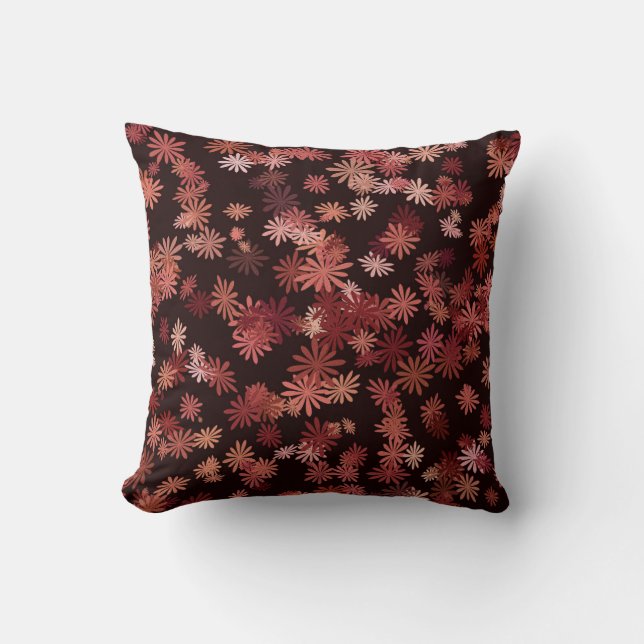 Pink And Bronze Daisies Cushion (Front)