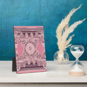 Pink and brown abstract patterns AI art Plaque