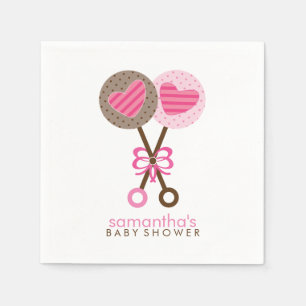 Pink and Brown Baby Rattles Napkin