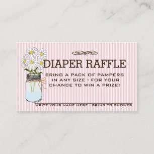 Pink and Brown Baby Shower Diaper Raffle Ticket   Enclosure Card