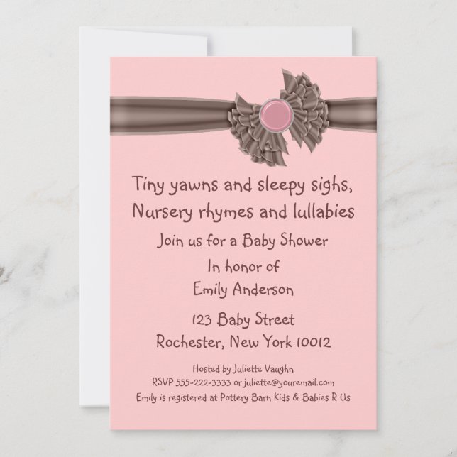 Pink And Brown Baby Shower Invitations (Front)