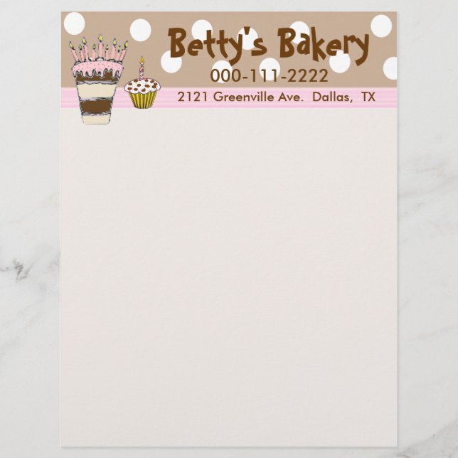 Pink and Brown Bakery Letterhead (Front)