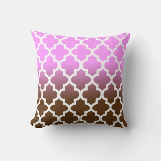 Pink and Brown Blend Quatrefoil Pattern Cushion (Front)