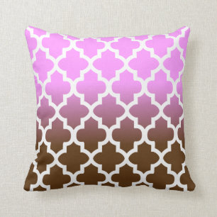 Pink and Brown Blend Quatrefoil Pattern Cushion
