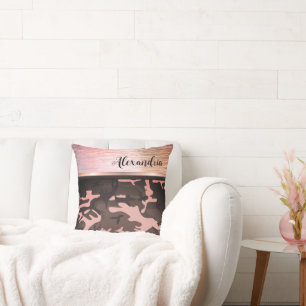 Pink and Brown Camo Shimmery Chic  Cushion