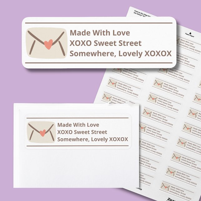 Pink and Brown Casual Envelope Doodle Return Address Label (Cute return address labels are easy to read and give a modern but casual vibe to your mail. )