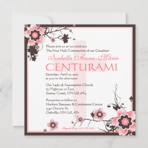 Pink and Brown Cherry Blossom Shower Invitation