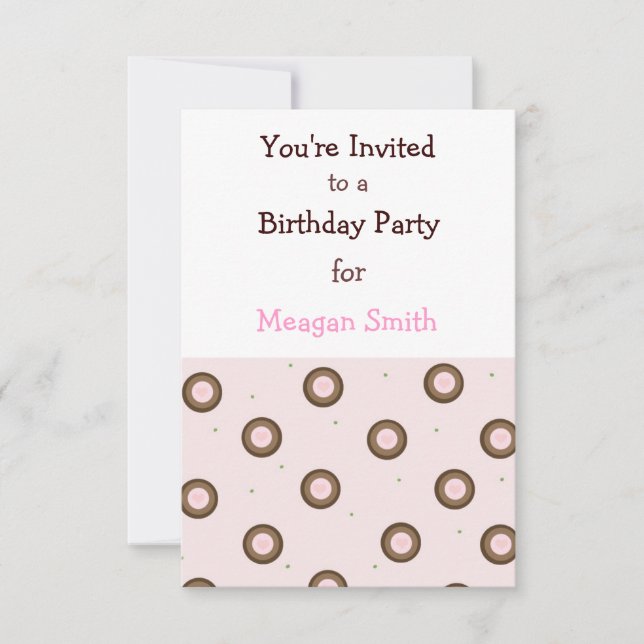 Pink and Brown Circles Birthday Invitation (Front)