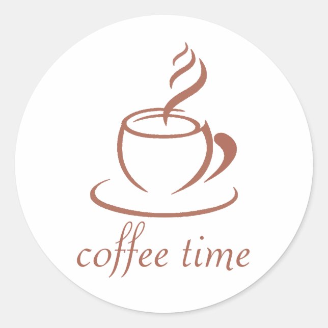 Pink and Brown coffee time Square Sticker (Front)