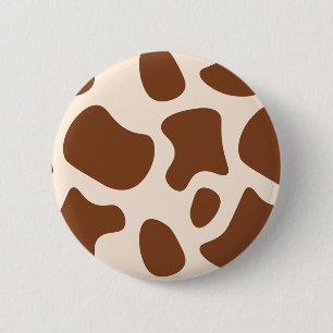 Pink and Brown Cow Print 6 Cm Round Badge