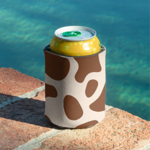 Pink and Brown Cow Print Can Cooler