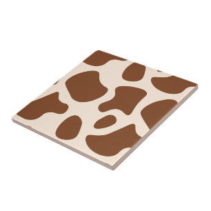 Pink and Brown Cow Print Ceramic Tile