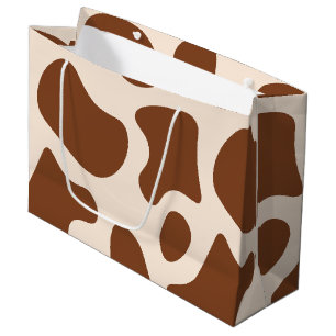 Pink and Brown Cow Print Large Gift Bag