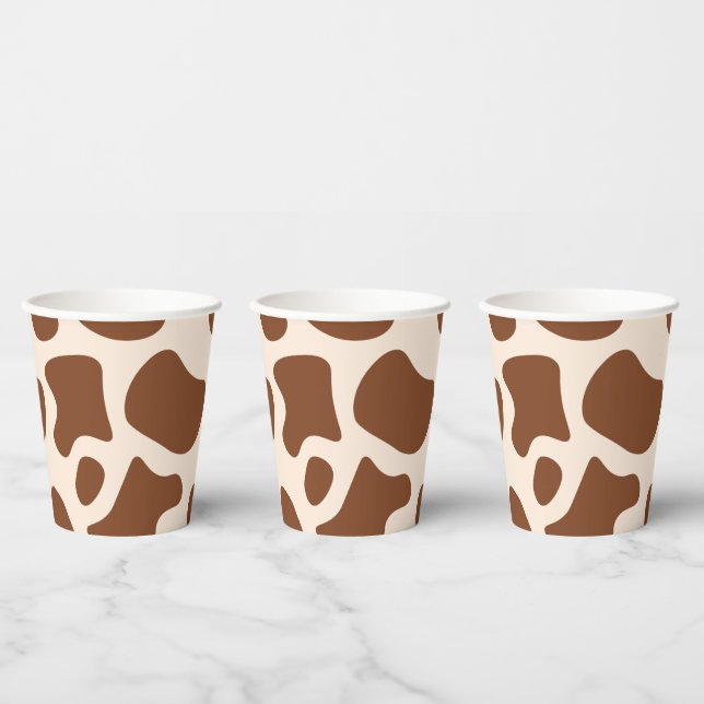 Pink and Brown Cow Print Paper Cups (Multi)