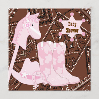 Pink and Brown Cowgirl Baby Shower Invitation