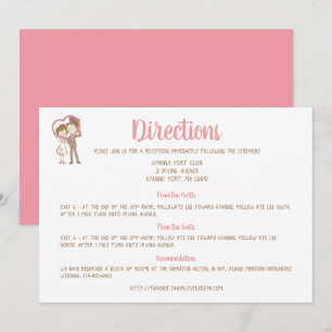 Pink And Brown Directions Bride & Groom Wedding Invitation