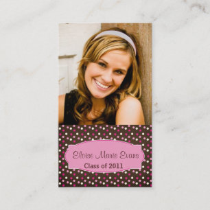 Pink and Brown Dotty Graduation Rep card