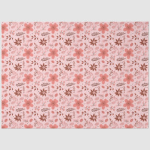 Pink and Brown Floral Leaves Christmas Tissue Paper