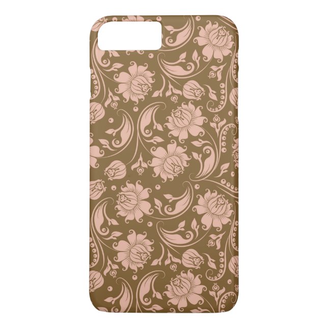 Pink and Brown Floral Pattern Case-Mate iPhone Case (Back)