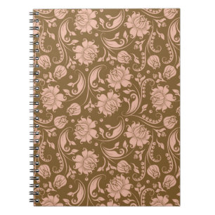 Pink and Brown Floral Pattern Notebook