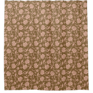 Pink and Brown Floral Pattern Shower Curtain