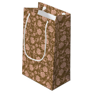 Pink and Brown Floral Pattern Small Gift Bag