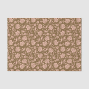 Pink and Brown Floral Pattern Tissue Paper