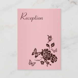 Pink and Brown Floral Reception Enclosure Card