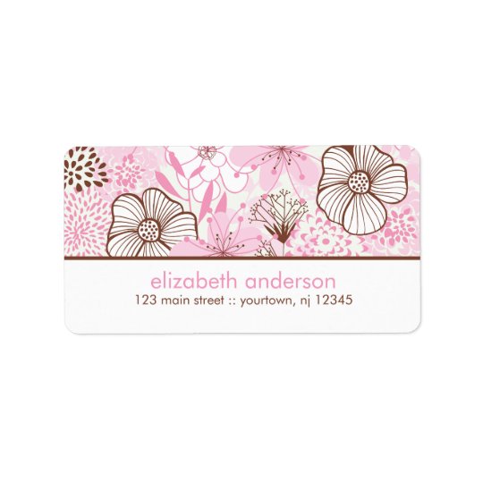 Pink and Brown Florals Address Label