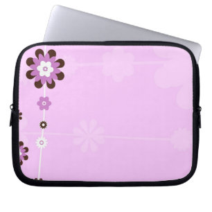 Pink and Brown Flower Laptop Sleeve