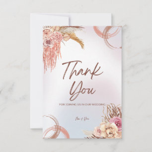 Pink and Brown Gradient Wedding Thank You Card