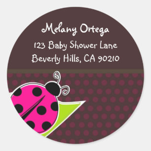 Pink and Brown Ladybug Address Labels
