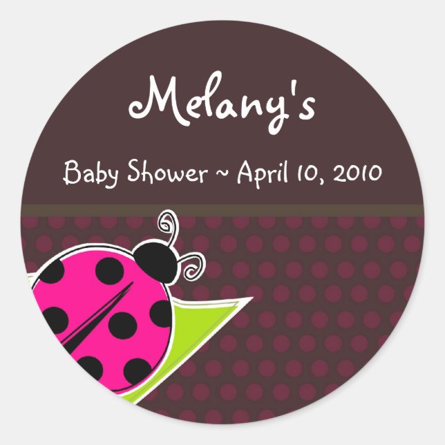 Pink and Brown Ladybug Sticker Labels (Front)