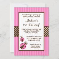 Pink and Brown Ladybug Striped Dots Birthday Party