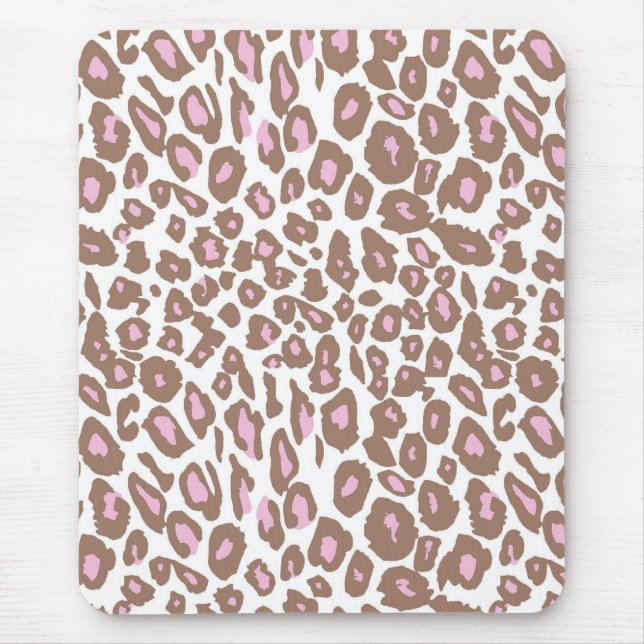Pink and Brown Leopard Print Mouse Pad (Front)