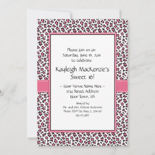 Pink and Brown Leopard Print Sweet 16 Invita Invitation